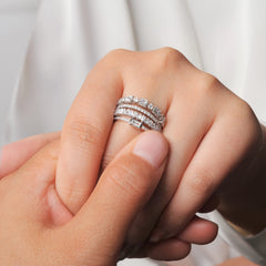 4 Pcs 925 Sterling Silver Wedding Band Solitaire Eternity Stacking Rings for Women