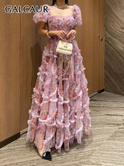 Evening wear Dresses: Sweet Patchwork Mesh Dress For Women