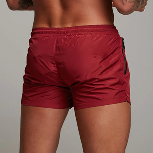 Men's Swimsuit Swim Shorts Summer Casual Beach Board Shorts for Men Quick Dry Running Surf Fitness Gym Shorts Zipper Pocket