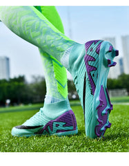 Men Light Soccer Shoes Ankle Football Field Boots Outdoor Non-slip Grass