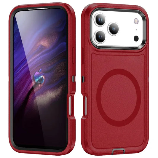 3IN1 Military Grade Heavy Duty Armor Case For IPhone 17 Air 16 15 14 Plus Pro Max Magnetic Charge TPU+PC Anti-fall Protect Cover