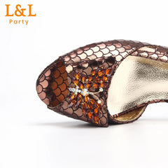 Matching Shoes and Bags: Peep Toe Hollow Fish Scale Design Ladies Shoes