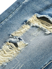 Men Ripped Frayed Bleach Wash Jeans-Look stylish & Feel Comfortable!