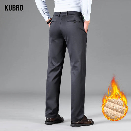 Men's Casual Pants Autumn Winter Wool Fleece Warm Fashion