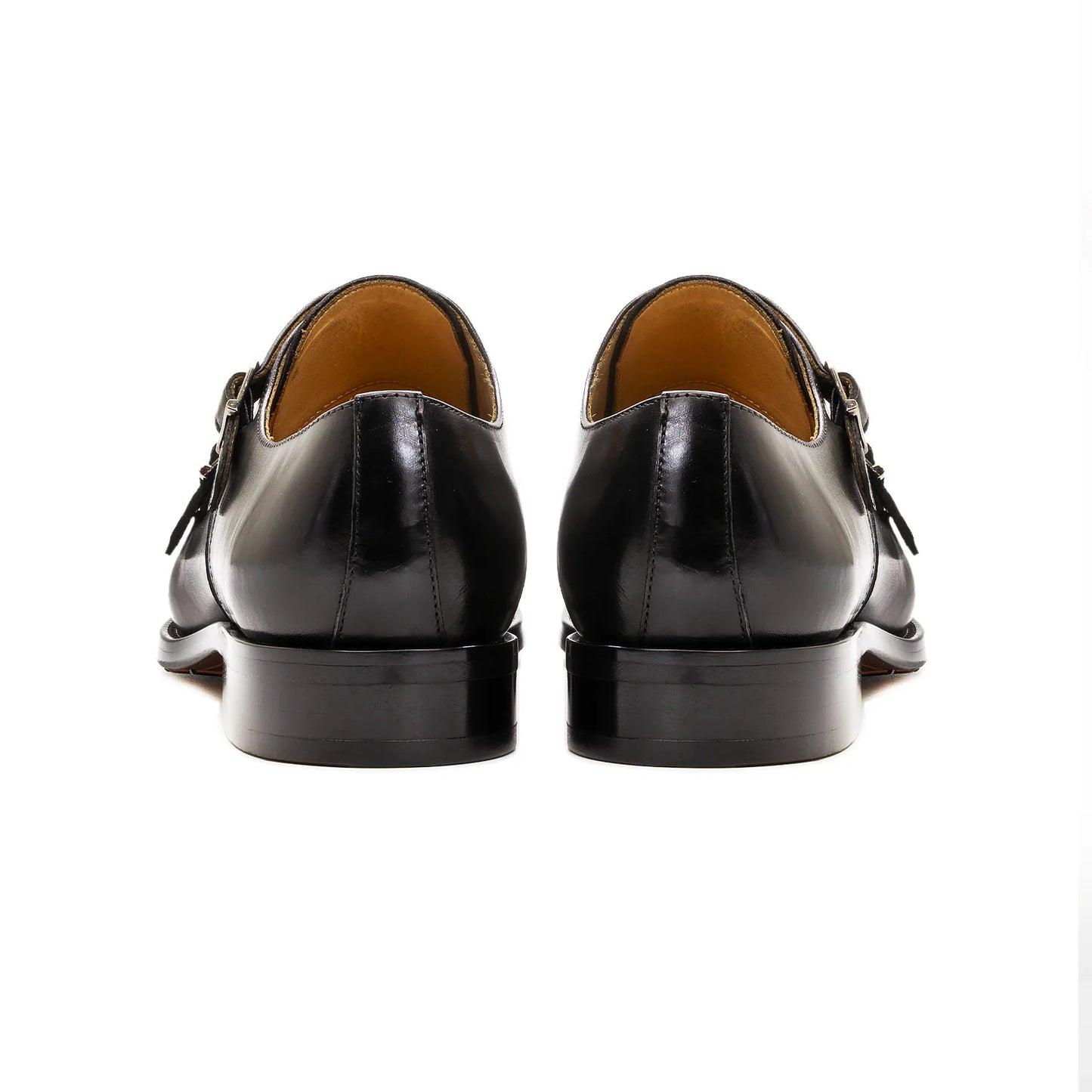 Luxury Genuine Leather Men's Dress Shoes Double Buckle Monk Strap Cap Toe Business