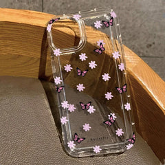 Cartoon White Butterfly Clear Case For iPhone 16 15 14 13 12 Mini 11 Pro Max X XR XS 7 8 Plus SE2 Soft Cover With Air Cushion