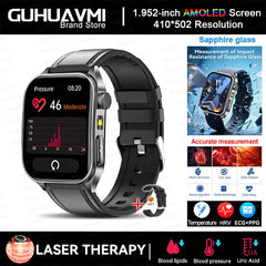 2025 Laser Treatment Three High SmartWatch 1.95" Sapphire Curved Screen ECG+PPG Blood fat Uric Acid Health Diagnosis Smartwatch