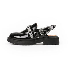 Elegant Ladies Single Shoes Casual Fashion Sandals Baotou Half Metal decoration Women