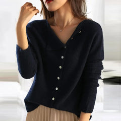 Autumn Winter Sweater Women Elegant Button Design Knitted Cardigans For Women