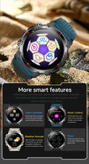 Outdoor Military Smart Watch Men Built-in GPS 1.46" AMOLED Compass Altimeter BT Call 3ATM Waterproof Clock LED Sports Smartwatch