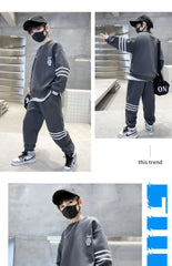 Autumn Children Boy Clothes Set Stripe Sweatshirts and Pants 2PCS Suit Teenage Girls Pullover Top Bottom Outfits Tracksuits