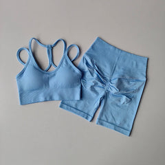 Women Yoga Set Gym Sportswear Sport Bra and Hight Waist Shorts Suit Fitness Workout
