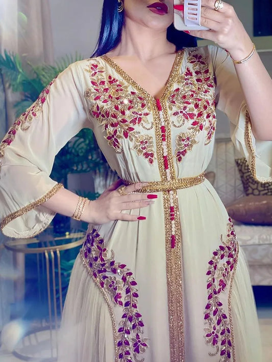 Evening Dresses V-Neck A-LINE Ankle-Length Long Sleeved Chiffon of Cocktail Party