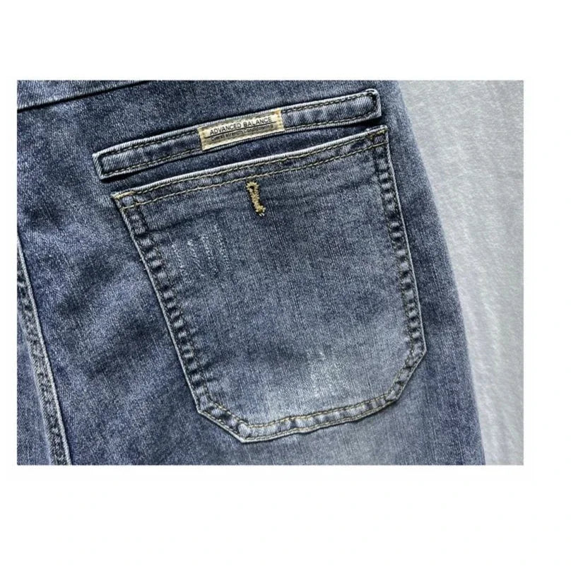 Men Jeans Overalls Elastic Drawstring Cargo Washed Clothing Tapered Baggy