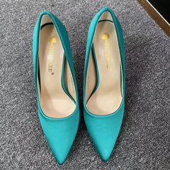 Womens Comfortable Heels: Woman 10cm High Heels Metal Heels Satin Silk Dress