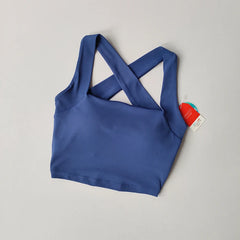 Cross Back Sports Bra for Women with Wide Shoulder Straps Fitness Bra