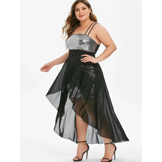 Formal attire Dresses: Plus Size Women Clothing Sequin High Split Corset Dresses