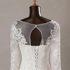 White Bridesmaid Dresses: Elegant long sleeves applique mermaid Wedding dresses