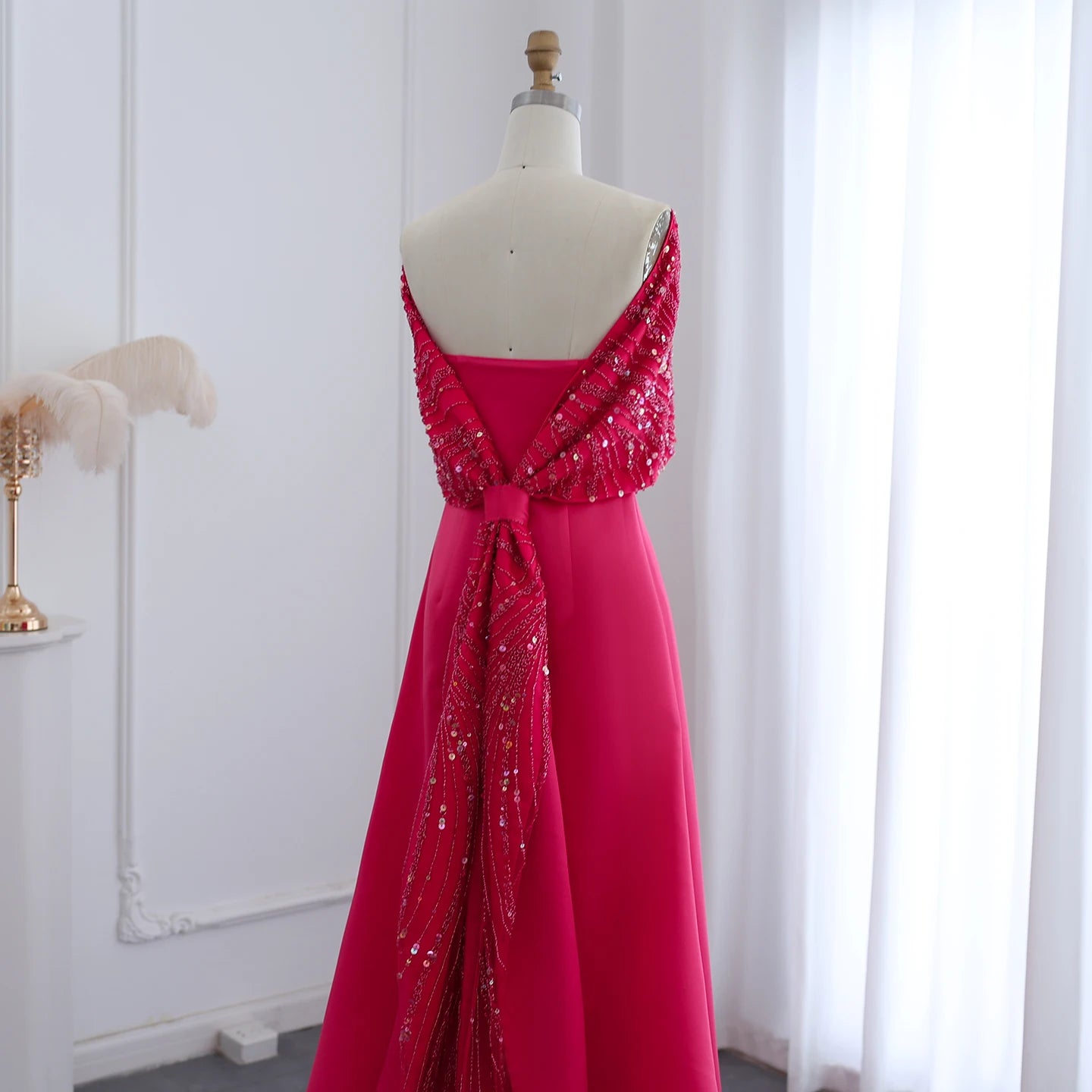Homecoming Dresses: Off Shoulder Fuchsia Arabic Evening Dress with Cape for Women