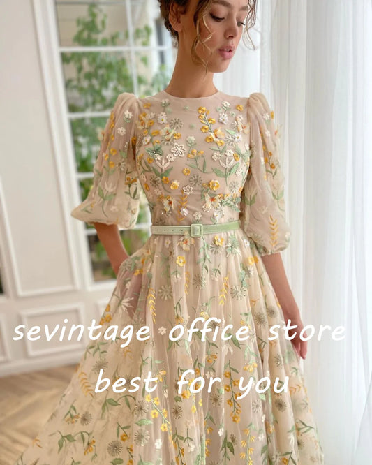 Homecoming Dresses: Prom Dresses O-Neck Short Sleeves A-Line Evening Gowns