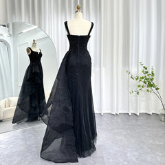 Homecoming Dresses: Beaded Black Mermaid Evening Dresses