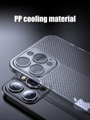 Heat Dissipation Breathable Cooling Case Ultra Thin Matte Mesh Hollow Slim Hard iPhone 16 15 14 13 12 Pro Max Plus