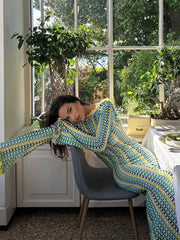 Evening Dress: Backless Flared Sleeves Maxi Women's Fashion O-neck