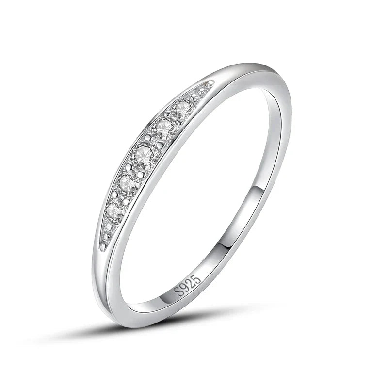 Ailmay 100% 925 Sterling Silver Classic Simple AAAAA Level Dazzling Zirconia Finger Rings For Women Wedding Statement Jewelry