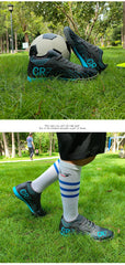 Men Soccer Shoes Turf Indoor Long Spikes High Ankle Football Field Boots