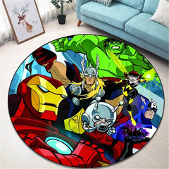 Marvel Round Carpet for Living Room Rugs Camping Picnic Mats Flannel Anti-Slip Rug
