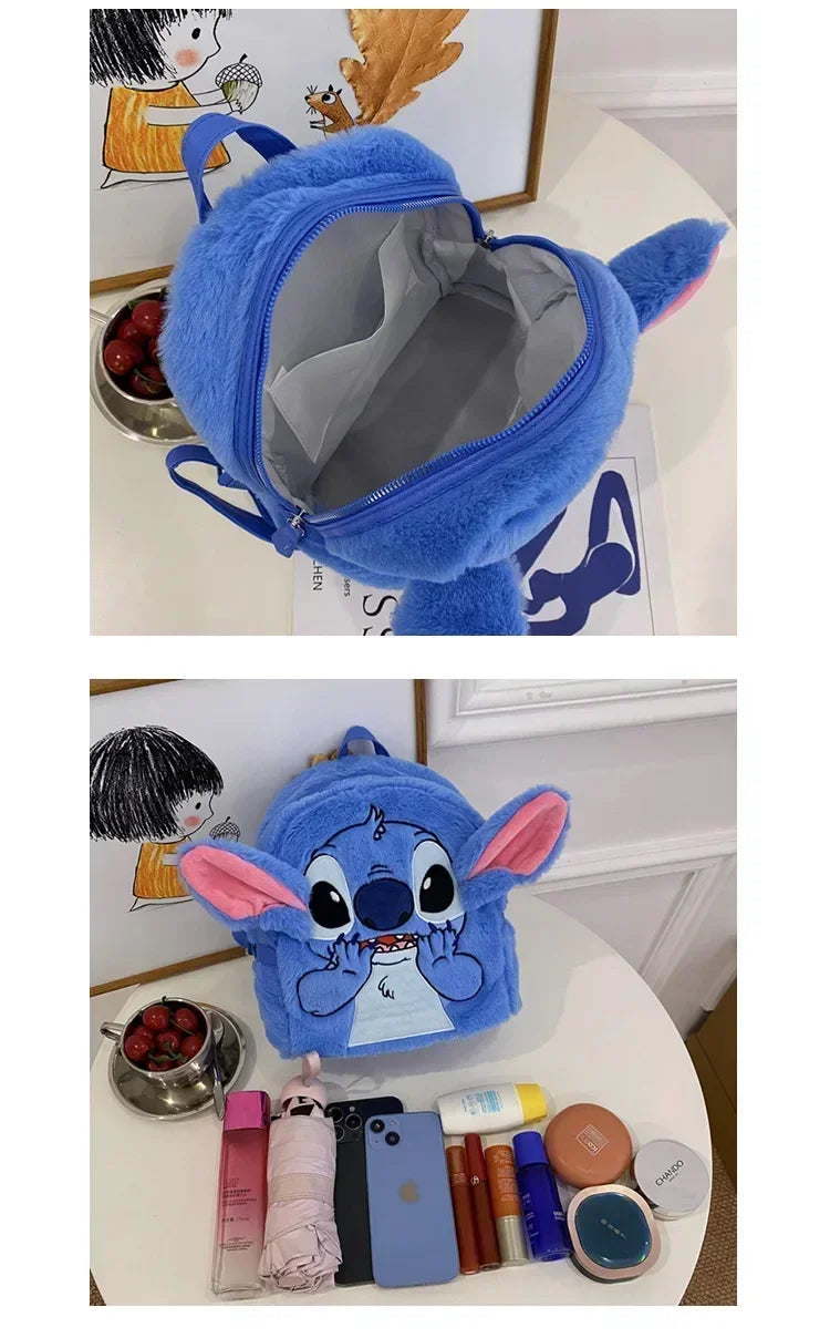 Disney high-quality sewn plush backpack cartoon fashion 3D mini women's backpack large capacity cute children's school bag