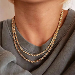 2/3/4/5MM 316 Rope Chain Necklace Stainless Steel Never Fade Waterproof