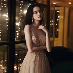 Homecoming Dresses: Halter Champagne Prom Dress For Women