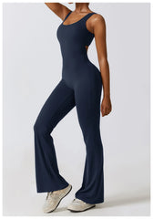 Women Jumpsuits One-Piece Yoga Suit Dance Belly Tightening Fitness Workout Set