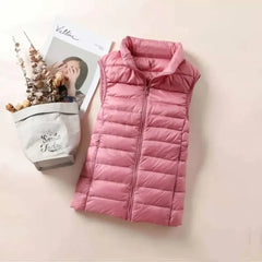 Down Jacket Women Sleeveless Ultra Light Down Vests Slim Jacket Girl Gilet Lightweight