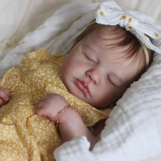 48cm 19inch LouLou Full Vinyl Girl Body Silicone Reborn Doll with Hand Rooted Hair