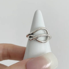 925 Sterling Silver Rings Party Jewelry Vintage Charm Double Layer