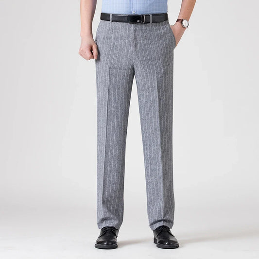 Summer Men Business Thin Silk Suit Dress Pants Male Classic Breathable Office