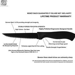 Table Knife Set 4/6/8Pcs Black Matte Comfort Handle Paring Knives German
