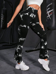 Women's Seamless Tie Dye Flared Leggings High Waisted Tummy Control Workout
