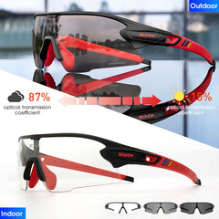 Cycling Glasses Red Photochromic Cycling Sunglasses Outdoor Bike Eyewear
