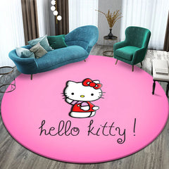 Sanrio Hello Kitty Cute Cartoon HD Printed Round Carpet,Balcony Bedroom Living Entrance