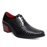 Formal Shoes For Man Lace up Thick Heel Business Taller Leather Shoes Party Dress