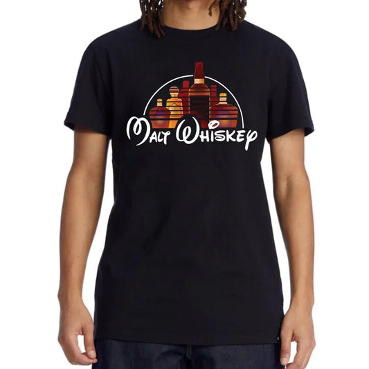 Summer Men's T-shirt 100% Cotton Funny Malt Whiskey Print Summer Loose O-neck Cool T Shirt for Men Short Sleeve T-shirt Male Tee