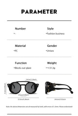 New Unisex Vintage Steampunk Sunglasses Men's Designer Designer Retro Round Leather Sun Glasses Steam Punk Outdoor Goggles UV400