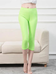 Summer Women Leggings Short Trousers Solid Black Gray Green Pant