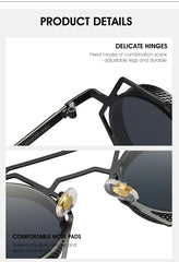 OEC CPO Steampunk Round Sunglasses Women Men 2023 Metal Mesh Personality Sun Glasses Female Eyewear Goggle UV400 Shades Oculos
