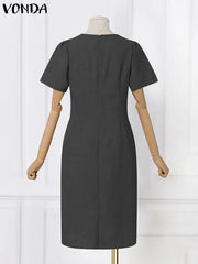 Formal attire Dresses: Elegant Party Dress Fashion Women Casual Loose Short Robe