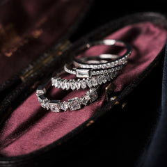 4 Pcs 925 Sterling Silver Wedding Band Solitaire Eternity Stacking Rings for Women