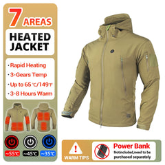 Winter Heated Jacket 7 Zone USB Electric Heating Jacket Washed Warm Jacket Man